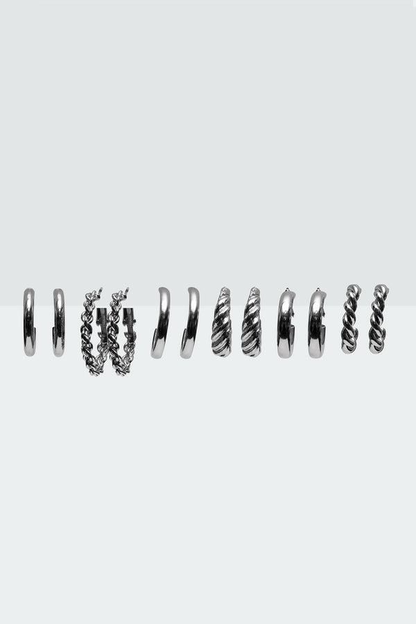 Edikted Hoop Earrings Pack Silver
