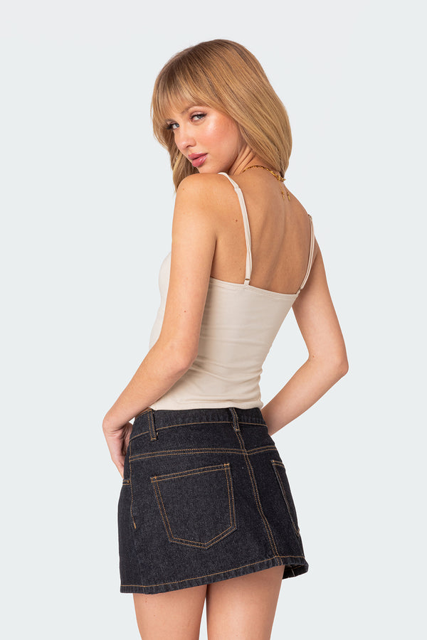 Edikted Hope Double Slit Tank Top Cream