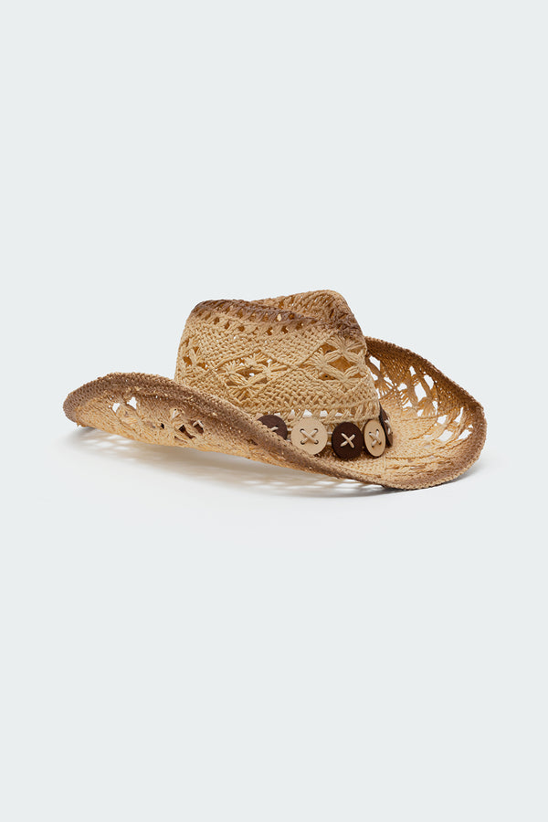 Edikted Howdy Straw Cowboy Hat Brown