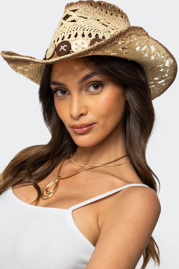 edikted Howdy Straw Cowboy Hat brown