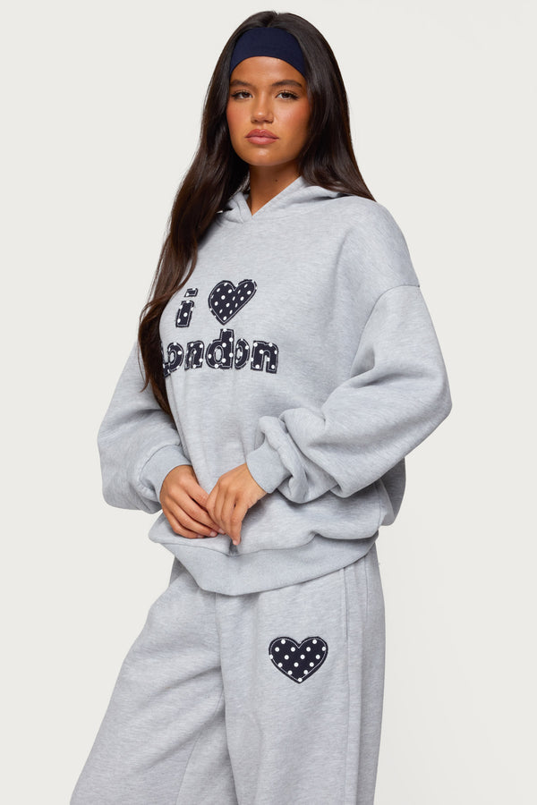 Edikted I Heart London Hoodie Gray Melange