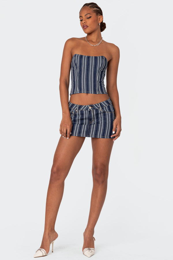 Edikted Inez Striped Denim Corset Mix