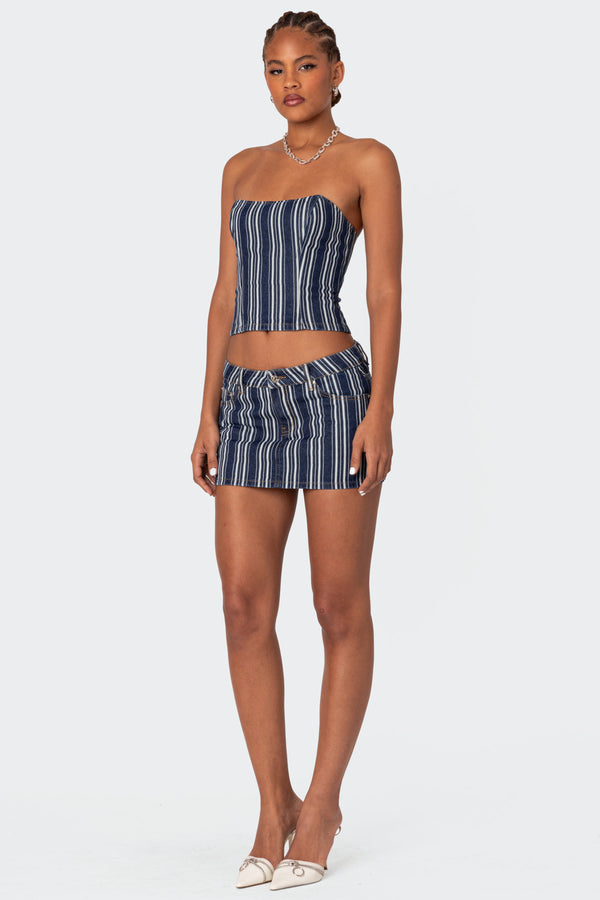 Edikted Inez Striped Denim Corset Mix