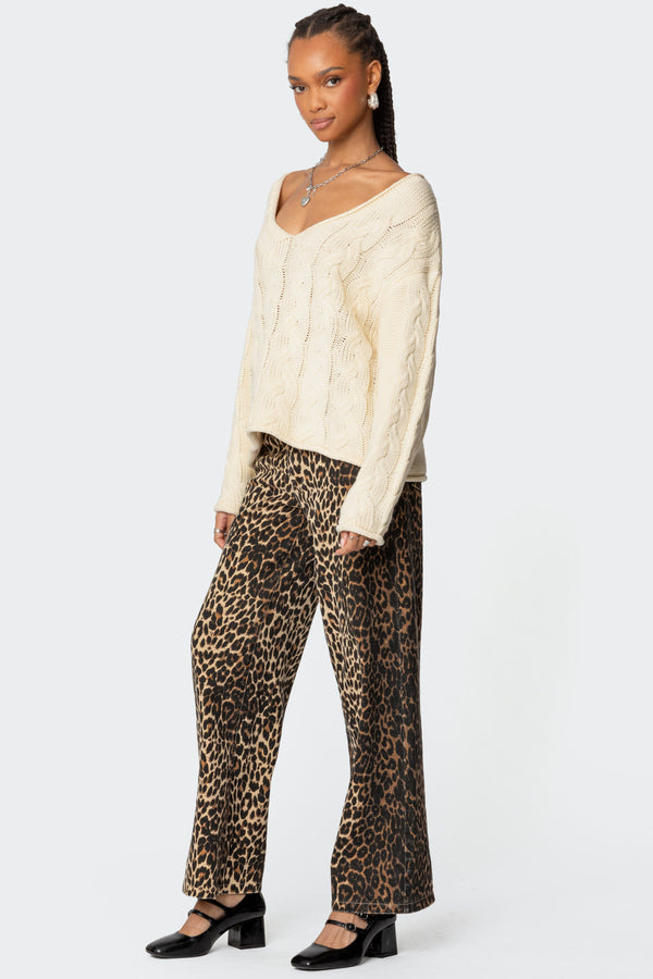 Edikted Inga Oversized Cable Knit Sweater Cream