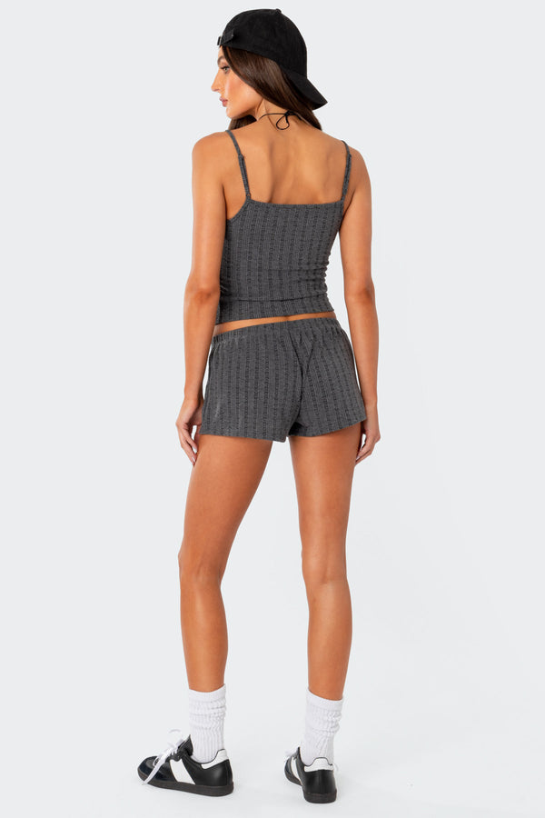 Edikted Irene Low Rise Pointelle Micro Shorts Gray