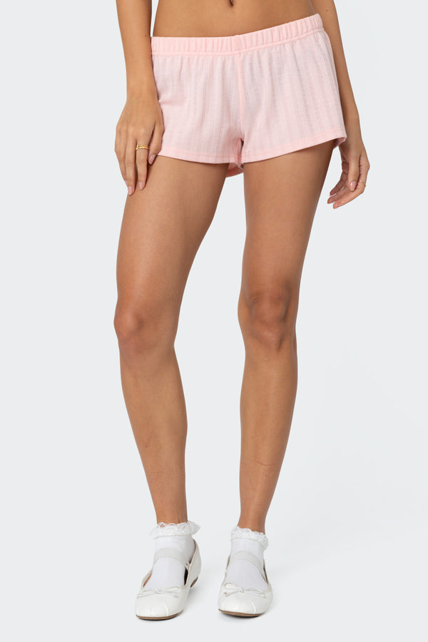 Edikted Irene Low Rise Pointelle Micro Shorts Pink