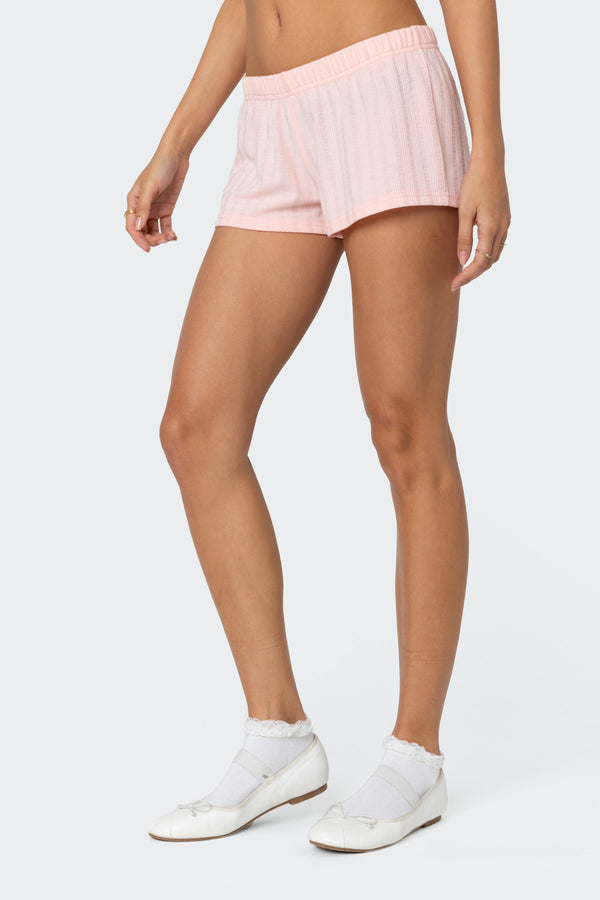 Edikted Irene Low Rise Pointelle Micro Shorts Pink