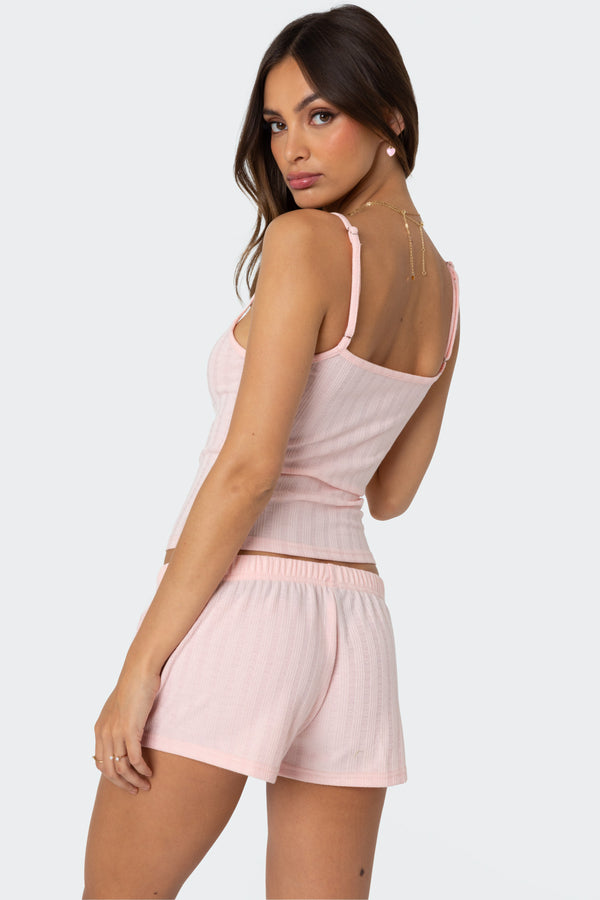 Edikted Irene Pointelle Tank Top Pink