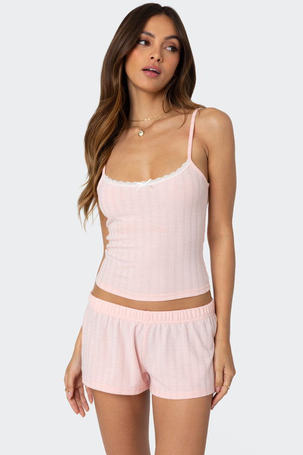 edikted Irene Pointelle Tank Top pink