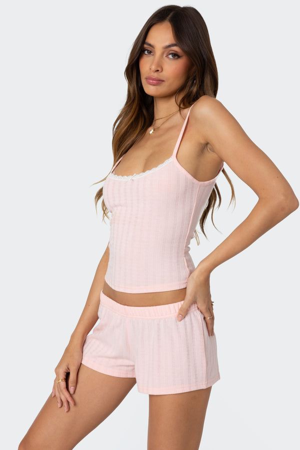 Edikted Irene Pointelle Tank Top Pink