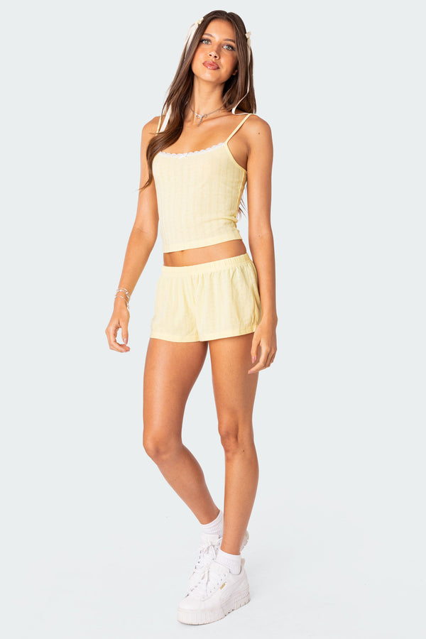 Edikted Irene Pointelle Tank Top Yellow