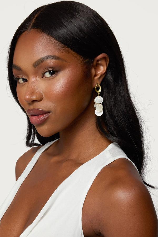 edikted Iridescent Charm Dangling Earrings gold