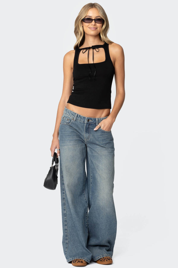 Edikted Isabetta Tie Front Top Black