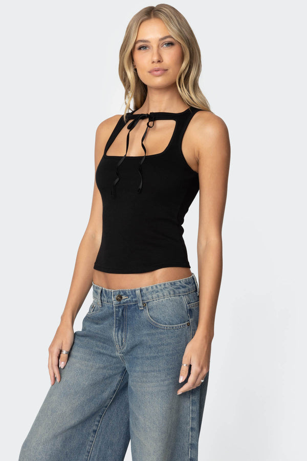 Edikted Isabetta Tie Front Top Black
