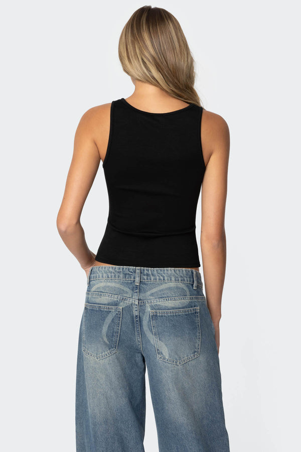 Edikted Isabetta Tie Front Top Black