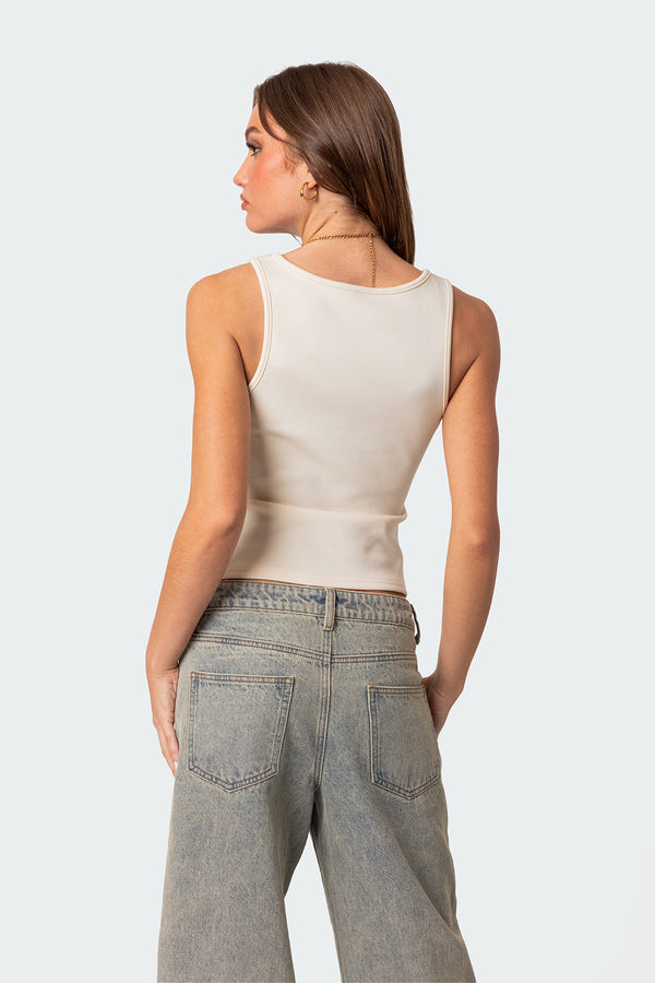 Edikted Isabetta Tie Front Top White