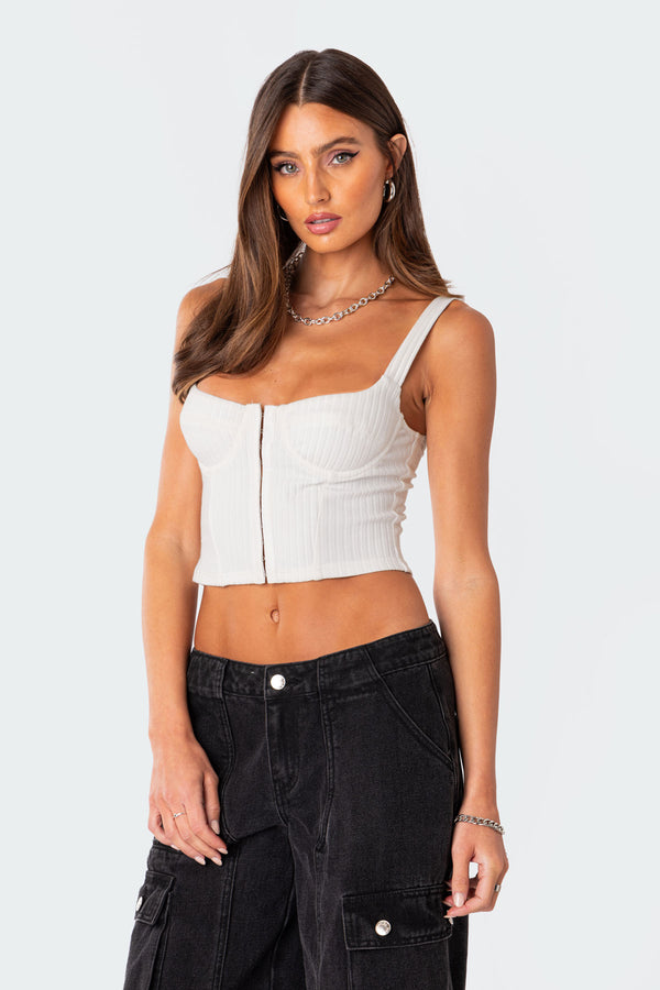 Edikted Isadora Ribbed Corset White
