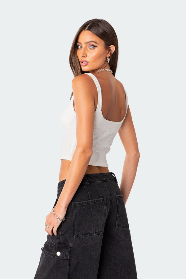 Edikted Isadora Ribbed Corset White