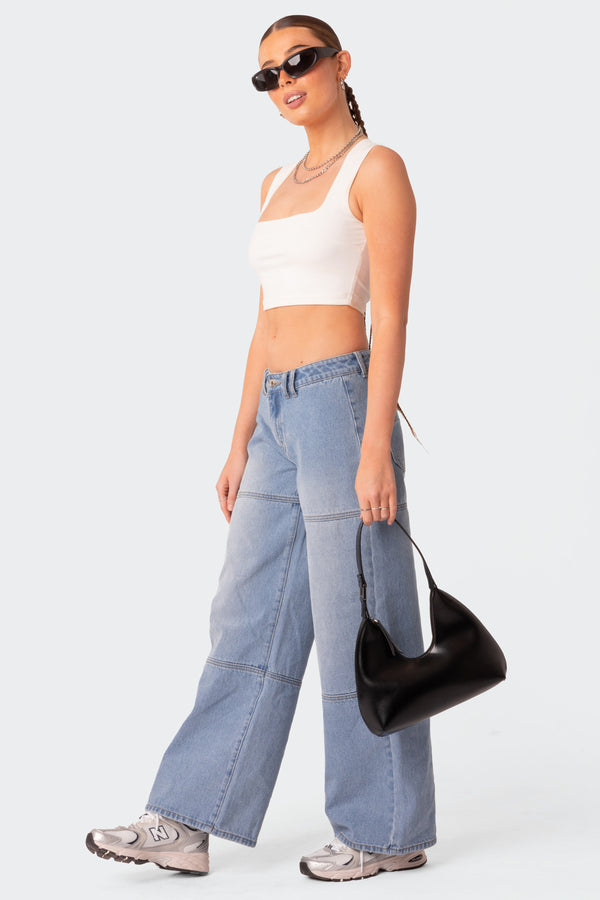 Edikted It Girl Square Neck Crop Top White