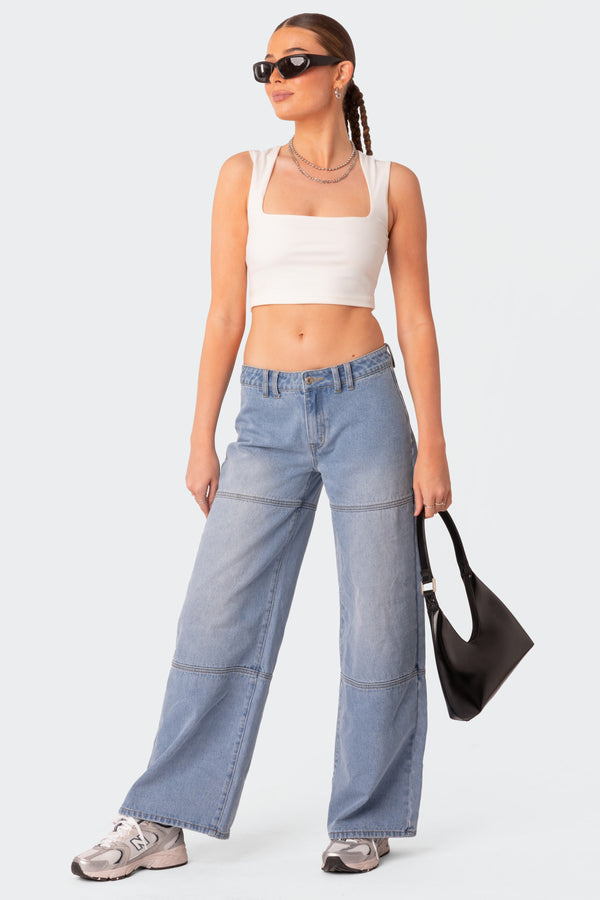 Edikted It Girl Square Neck Crop Top White