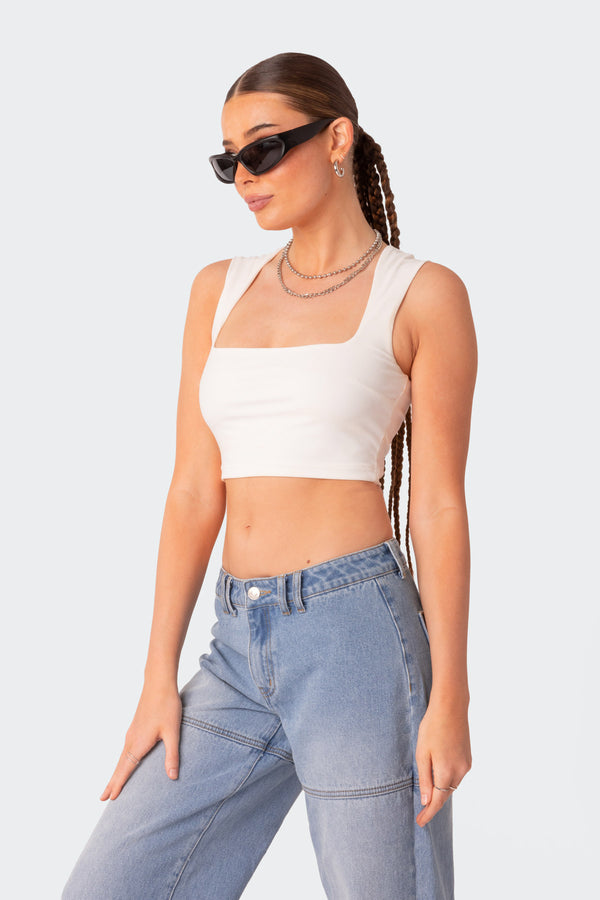 Edikted It Girl Square Neck Crop Top White