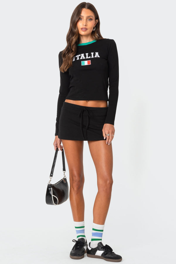 Edikted Italy Long Sleeve T Shirt Black