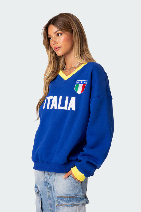 Edikted Italy Oversized Sweatshirt Blue