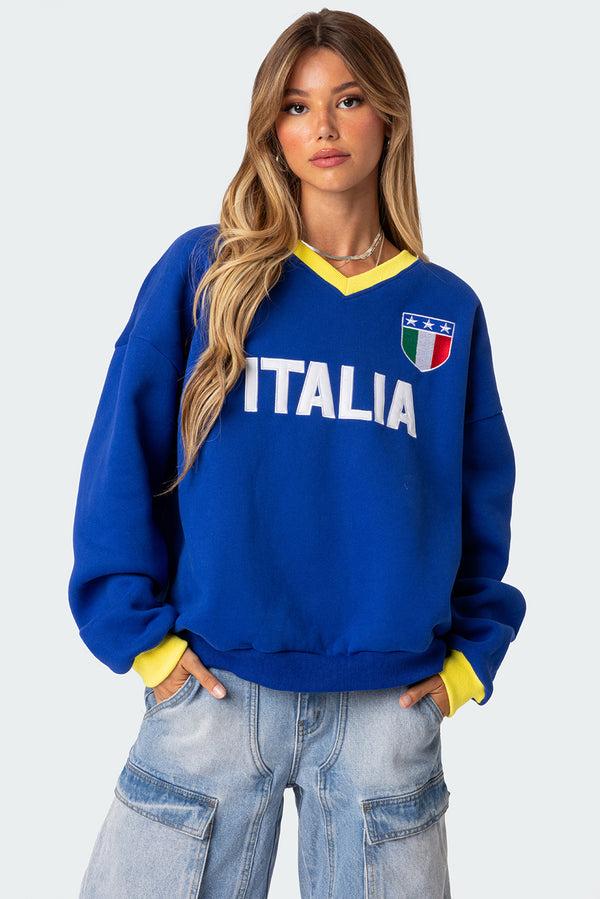 edikted Italy Oversized Sweatshirt blue