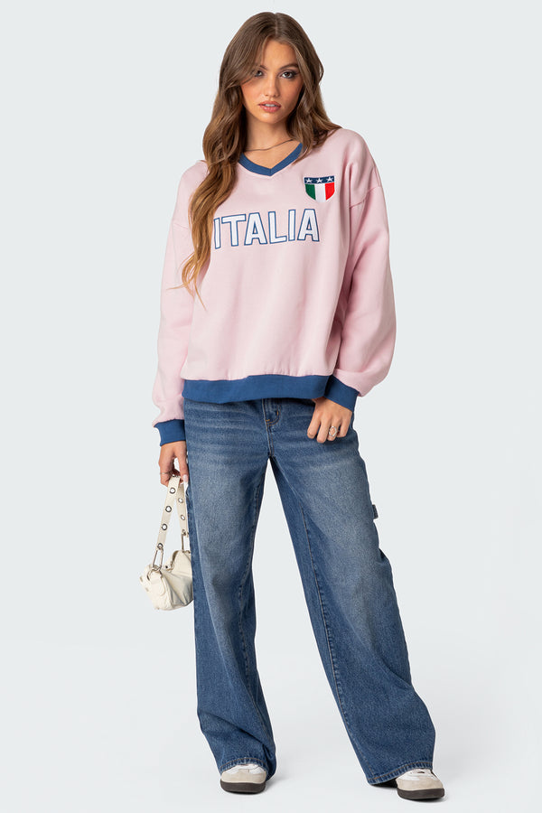 Edikted Italy Oversized Sweatshirt Light Pink