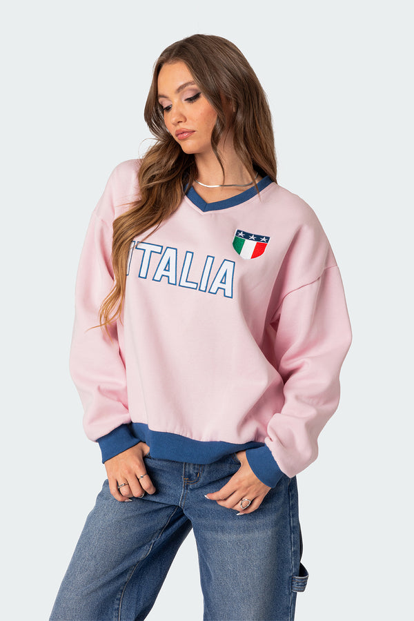 Edikted Italy Oversized Sweatshirt Light Pink