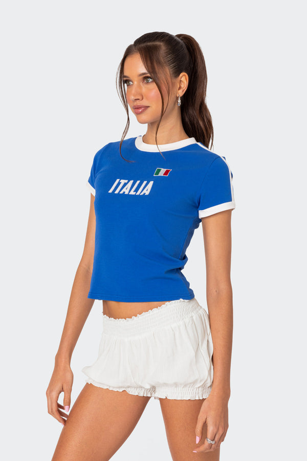 Edikted Italy T Shirt Blue