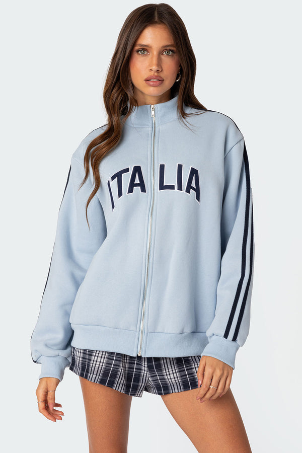 edikted Italy track jacket light blue