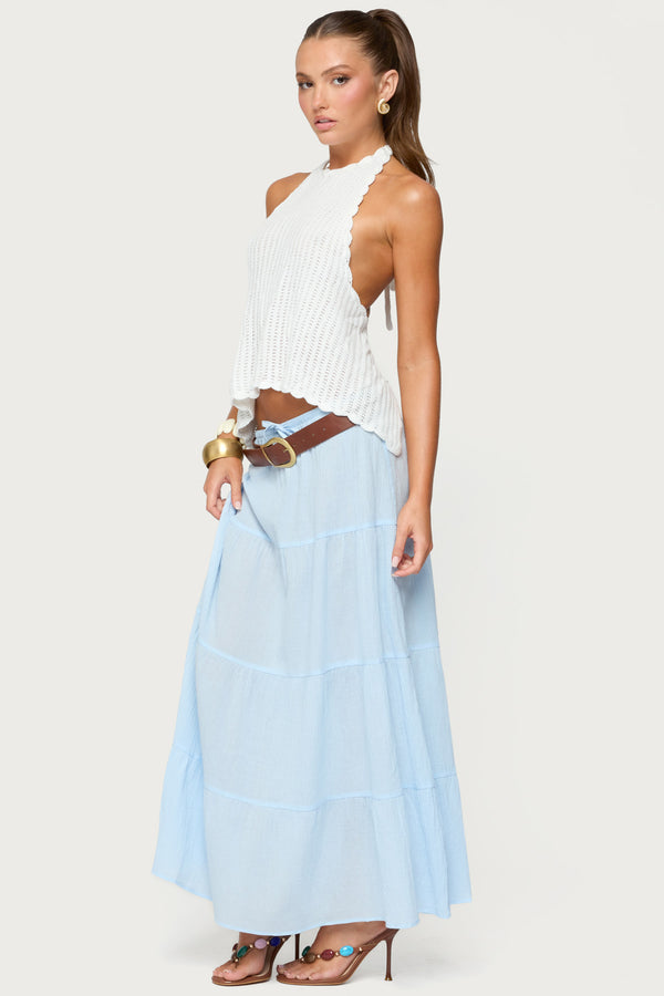 Edikted Ivey Backless Crochet Halter Top White