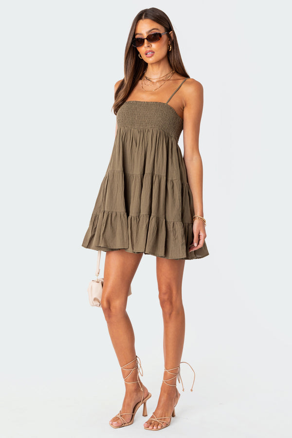 Edikted Ivory Oversized Mini Dress Olive