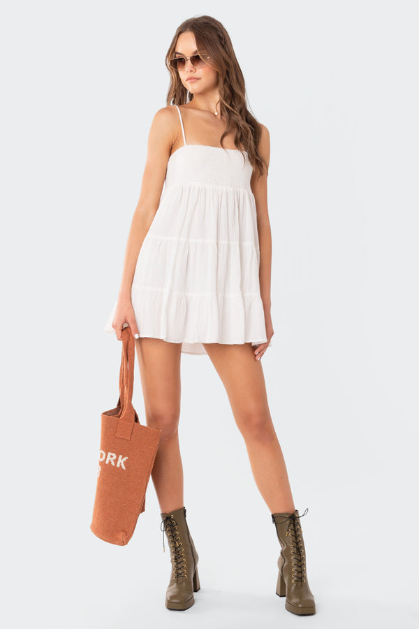 Edikted Ivory Oversized Mini Dress White