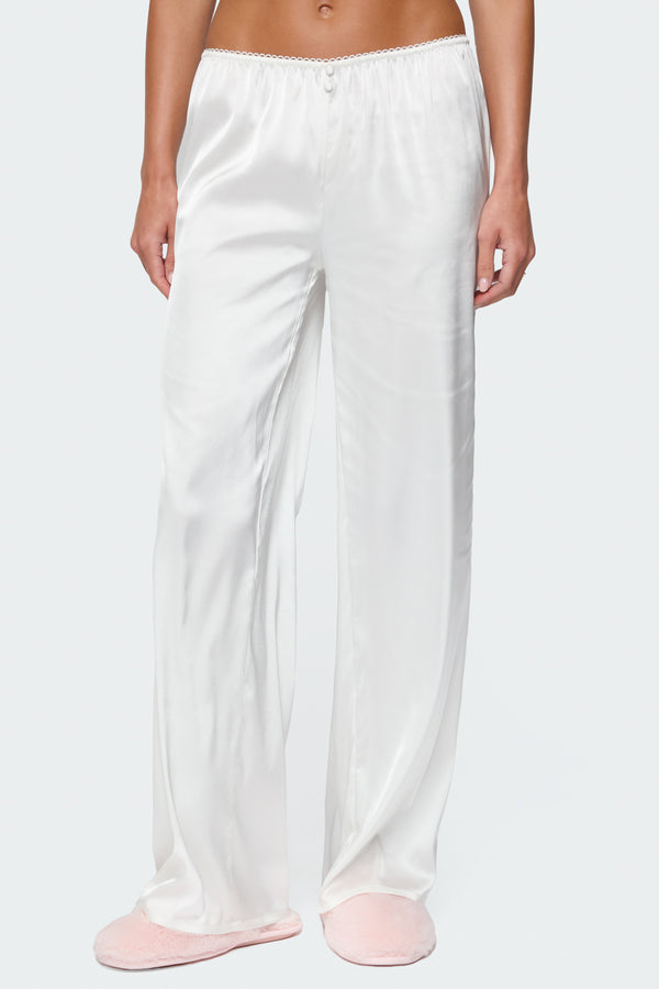 Edikted Izabella Satin Effect Pants White