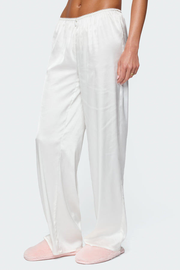 Edikted Izabella Satin Effect Pants White