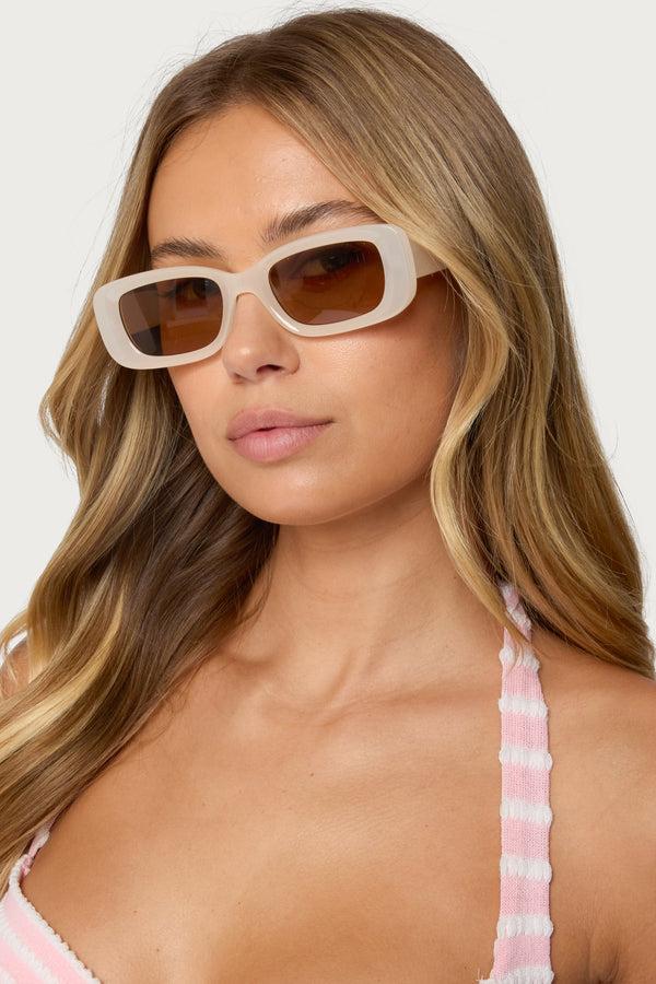 edikted Jackson Square Sunglasses cream
