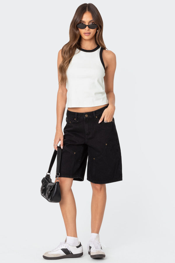 edikted Jacqui Low Rise Denim Bermuda Shorts black
