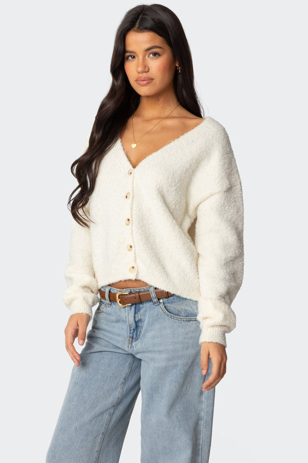 Edikted Jade Knitted Cardigan Cream