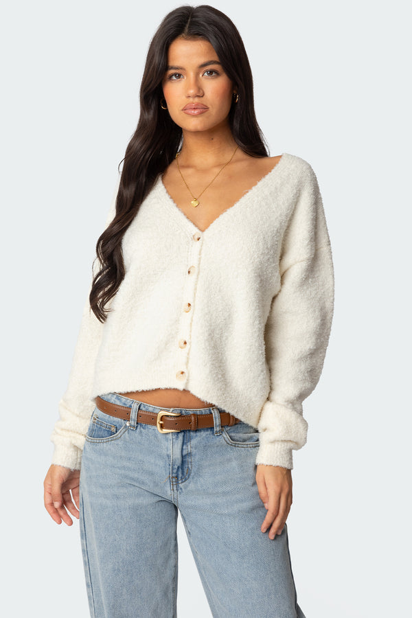 Edikted Jade Knitted Cardigan Cream