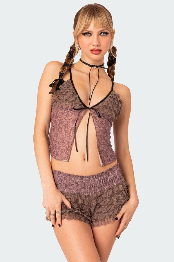 edikted Janis Floral Ruffled Tank Top mix