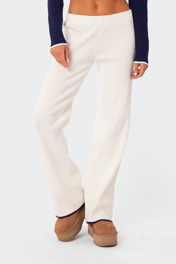 Edikted Jax Low Rise Knitted Pants White