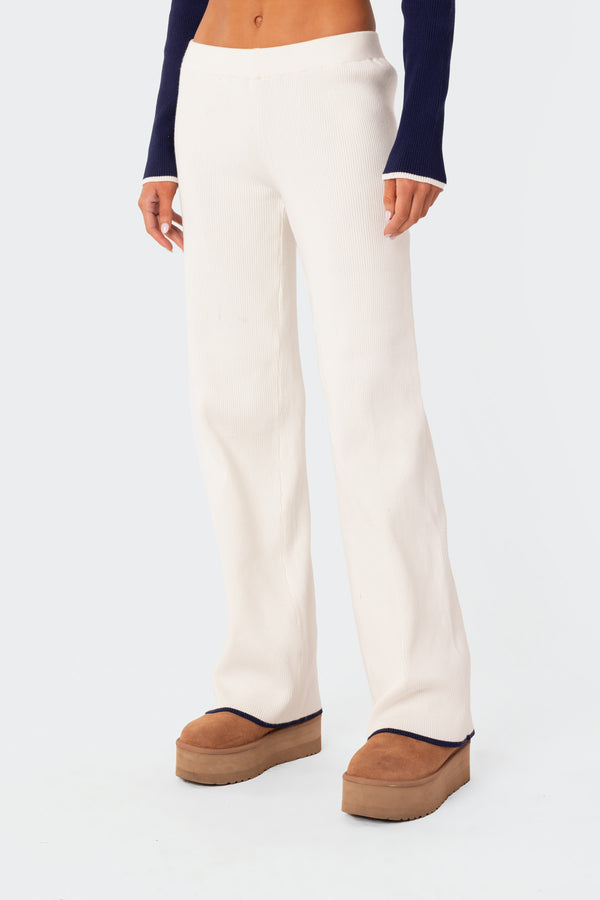 Edikted Jax Low Rise Knitted Pants White