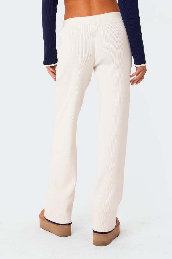 Edikted Jax Low Rise Knitted Pants White
