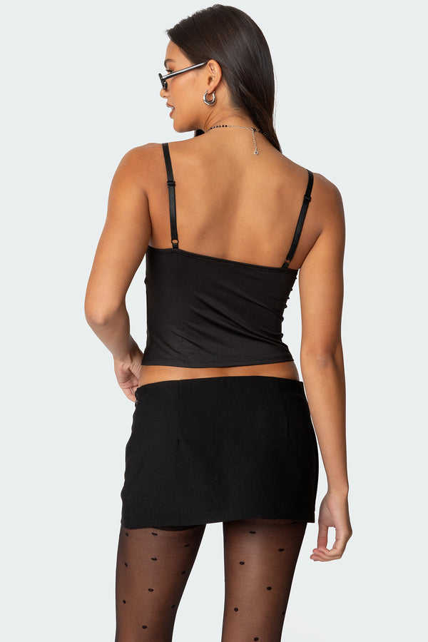 Edikted Jaxon Lacey Layered Tank Top Black