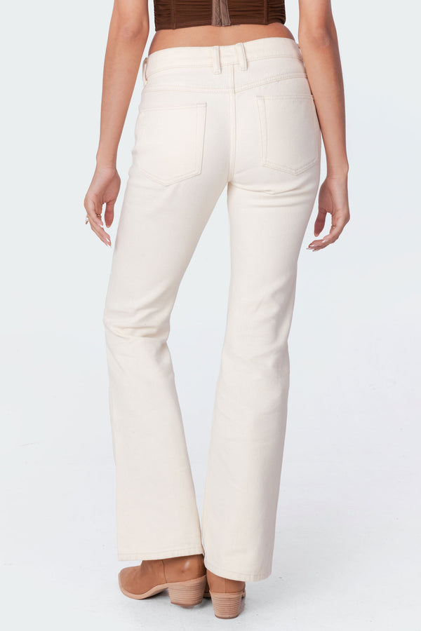 Edikted Jayda Low-Rise Jeans Cream