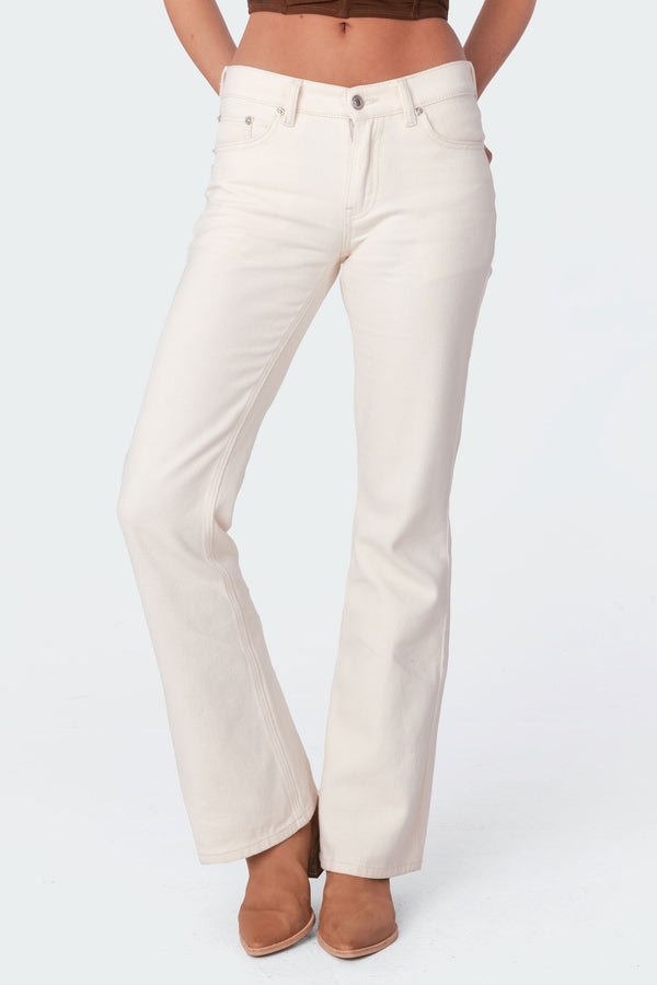Edikted Jayda Low-Rise Jeans Cream