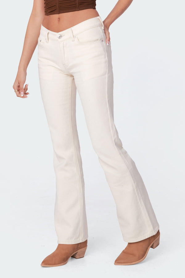 Edikted Jayda Low-Rise Jeans Cream