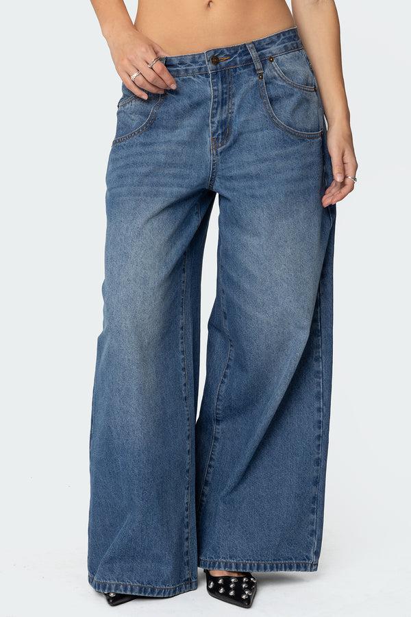 Edikted Jayden Low Rise Jeans Blue